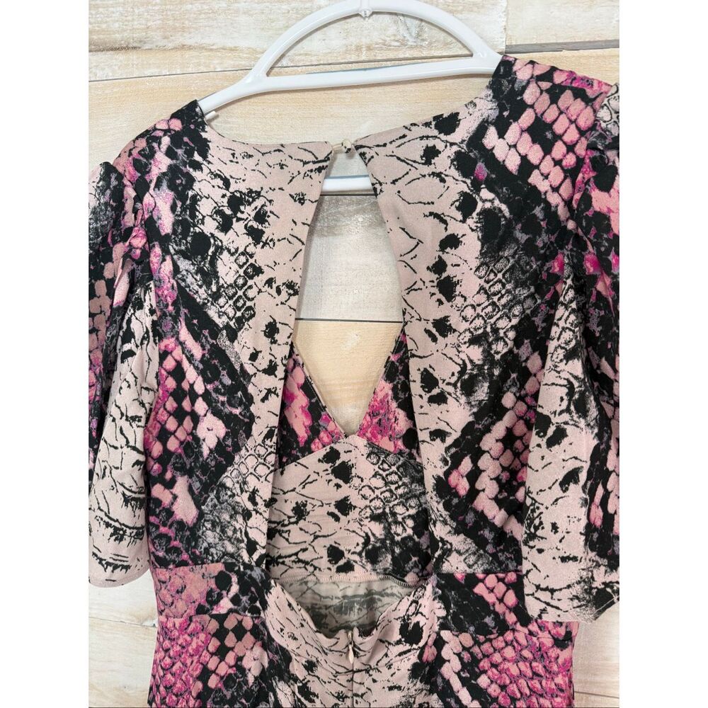 AFRM Zelda Open Back Midi Dress in the pink Snake Print Size L - Picture 8 of 9